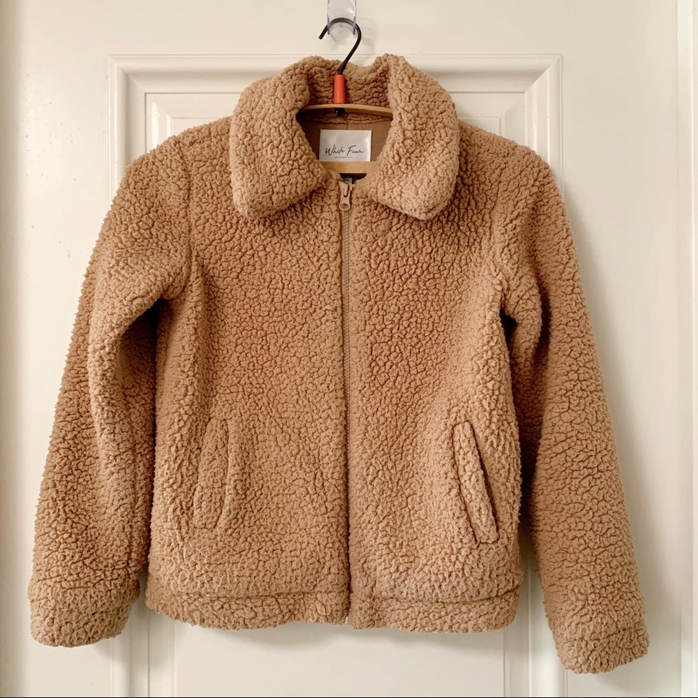 Tilly’s White Fawn Teddy Bear Coat Girls Medium